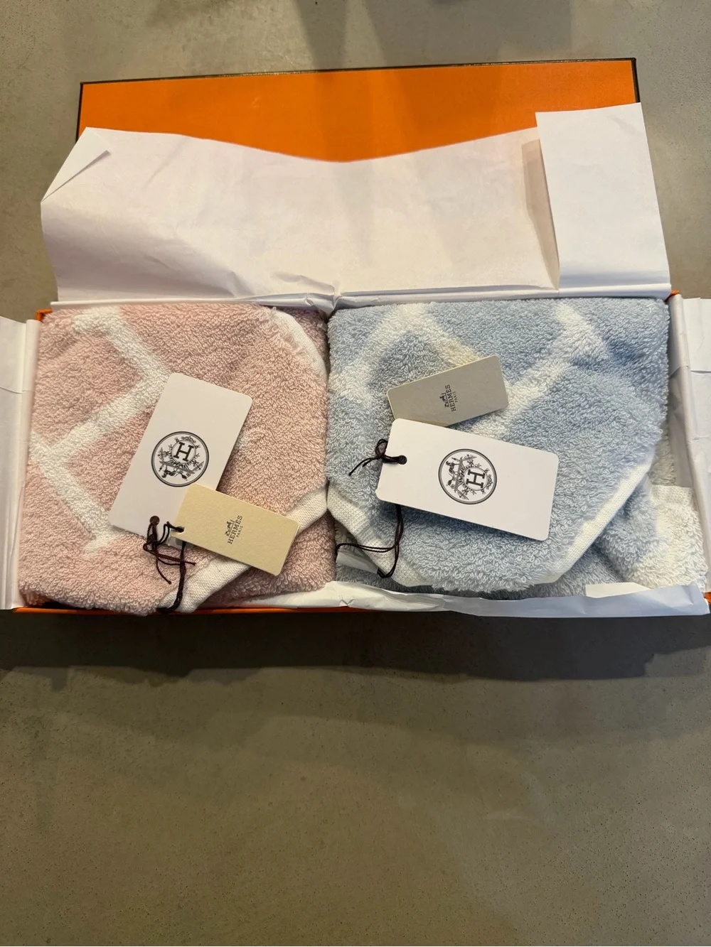HERMES | ✨NEW✨ Set of Avalon Wash Clothes in Rose Lilas and Bleu Glacier
